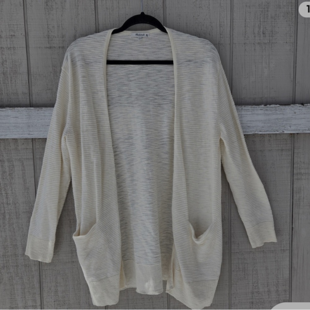 Madewell Summer Ryder Lightweight Cotton Cardigan Slouchy Front Pockets Size XXS
